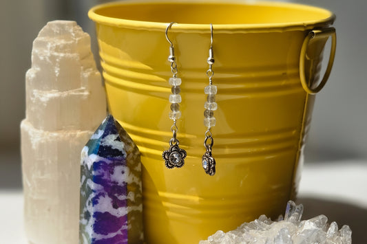 Moonstone and labradorite  flower earrings