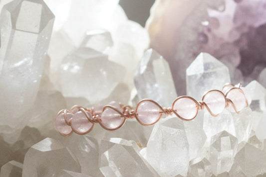 Rose quartz and copper bracelet