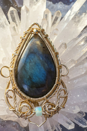 Labradorite and opal pendant